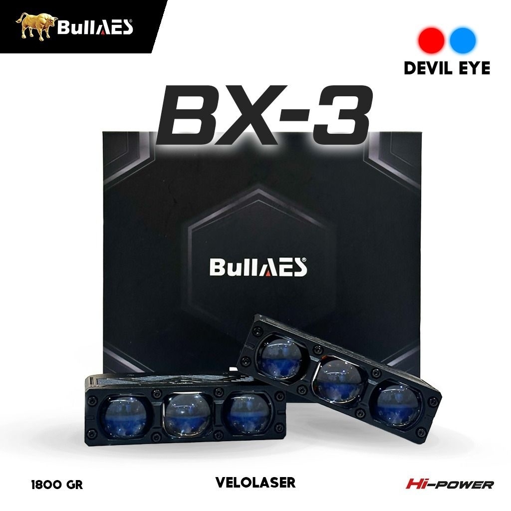 Velolaser Bullaes BX 3 Triple Lens Output Bilaser Sepasang || Mini Laser 3 Mata Devil Eyes || Lampu 
