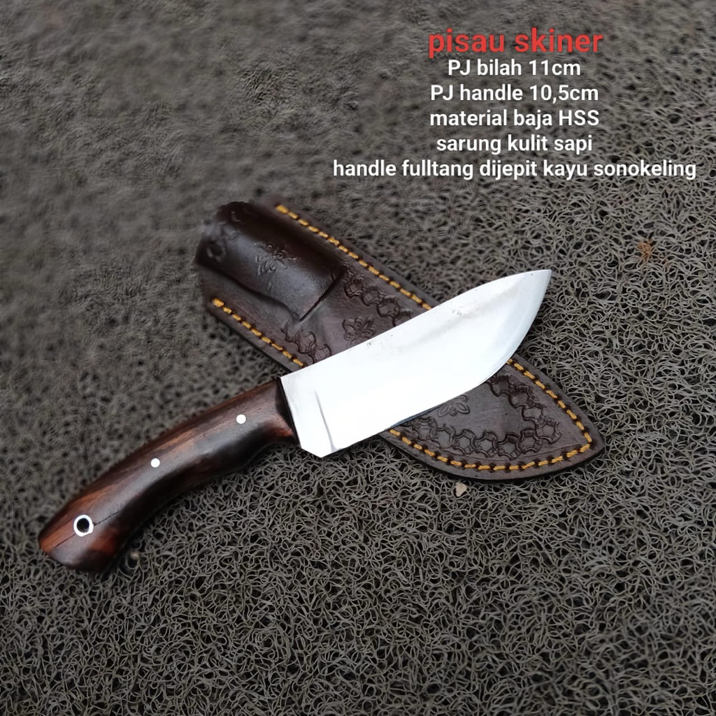 Pisau seset kulit baja hss sarung kulit siap pakai