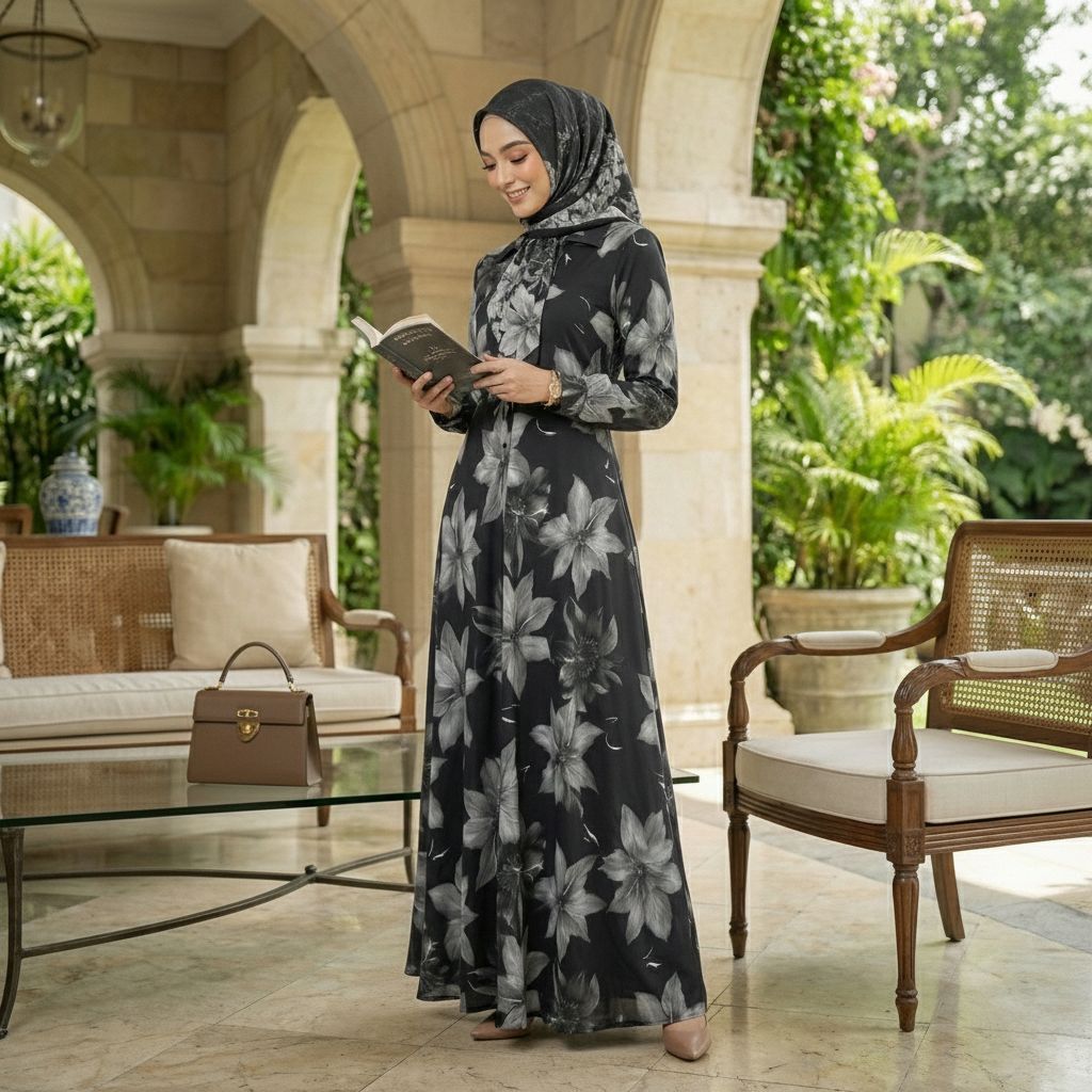 Gamis Kasual Wanita Aura Maxy AN Bahan Silk Sutra Kekinian Tebal Jumbo Nyaman Dress Pesta LD 105-110