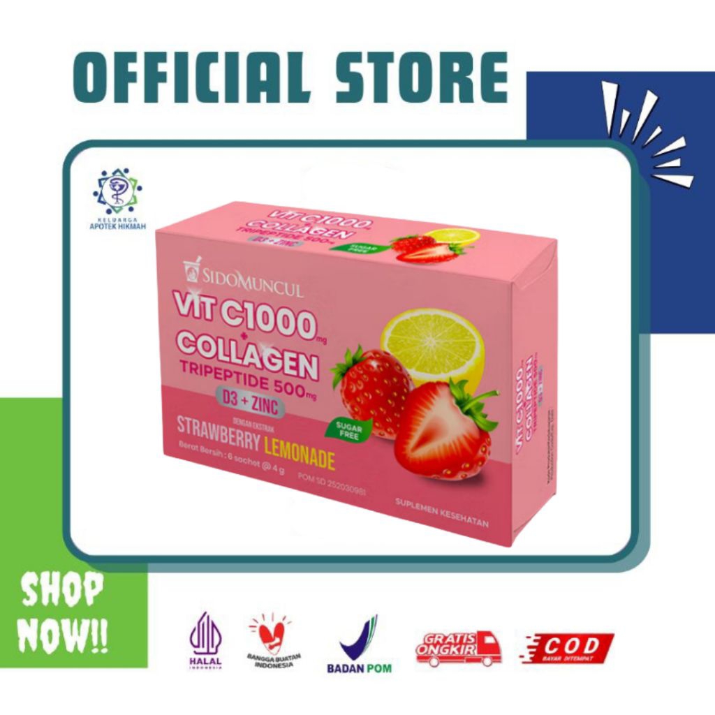Vit C 1000 Collagen sidomuncul d3 + zinc strawberry lemonade