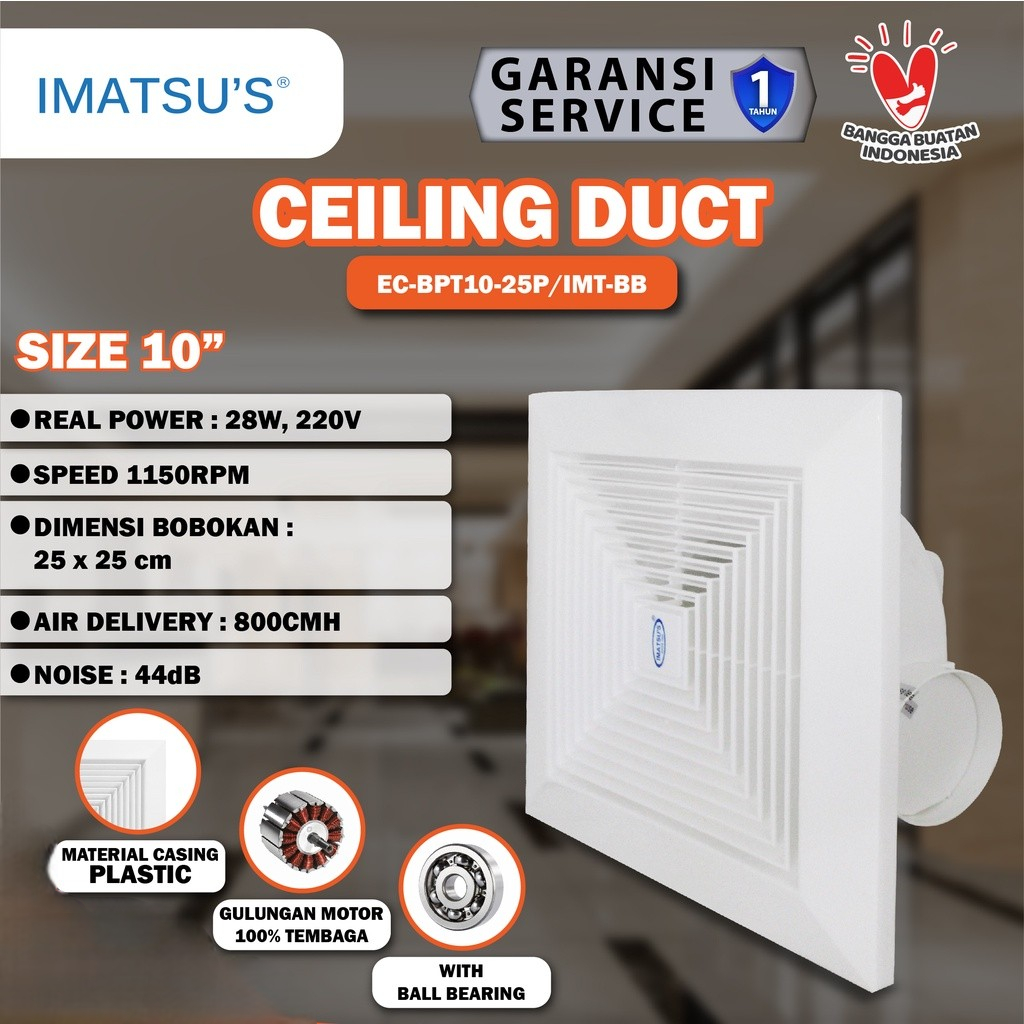 IMATSU'S Ceiling Duct 10 Inch Exhaust Fan Plafon Ventilasi Rumah Dapur 10"
