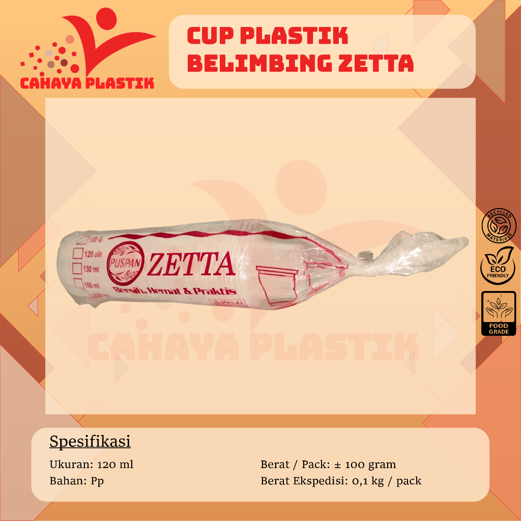 Gelas Plastik Belimbing 120ml Isi 50pcs | Cup Jelly Puding Belimbing 120 ml 50 PCS