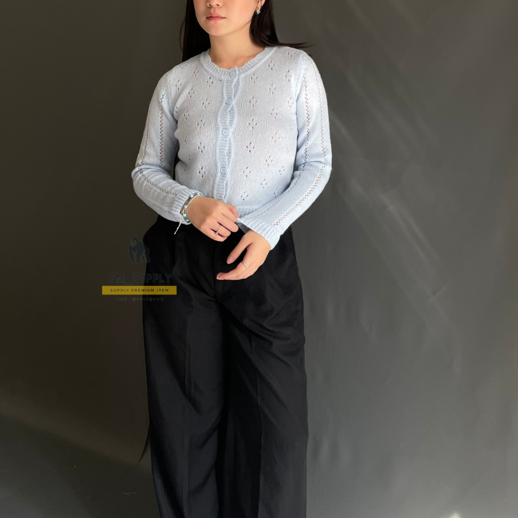 AURORA OUTER - Cardigan jaring rajut bahan adem - wanita kancing panjang