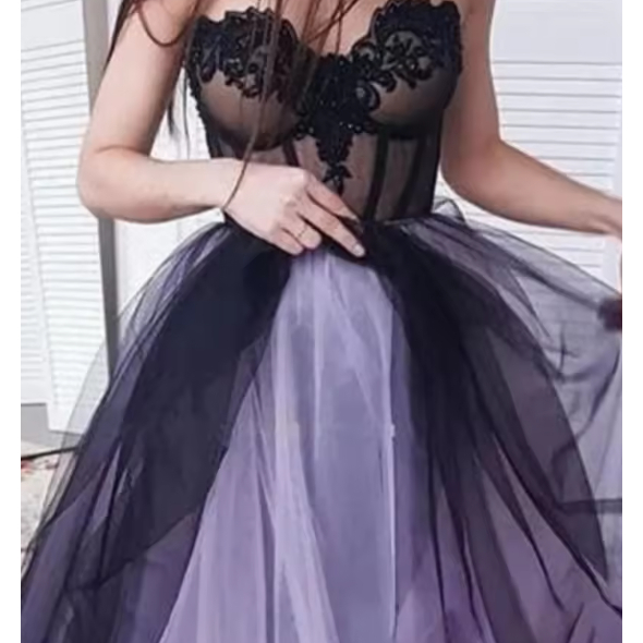 GAUN PESTA   /GAUN HITAM  DAN  UNGU   MEWAH CANTIK  / BAJU PESTA  MEWAH SIMPLE  DRESS