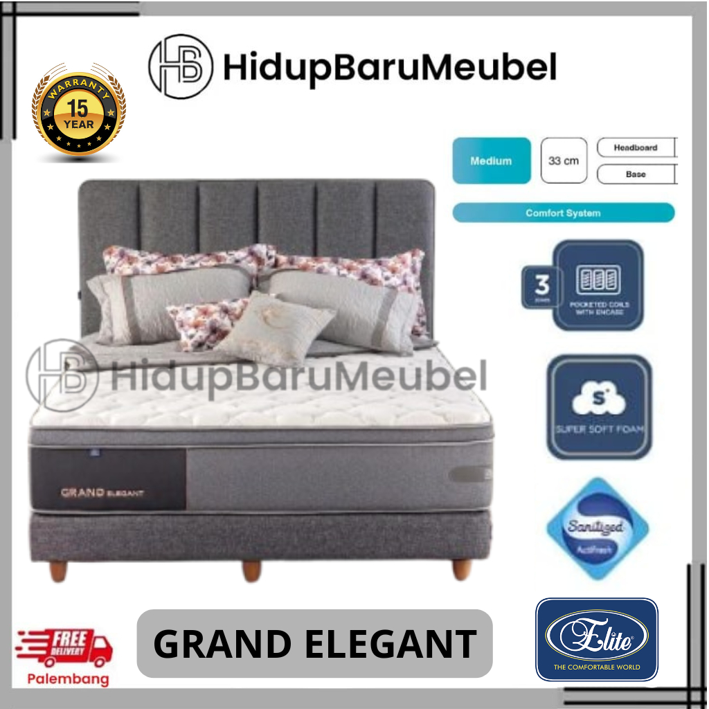 Springbed Elite Grand Elegant / Spring Bed Pocketed Coils With Encase / Kasur Super Soft Foam /  Mat