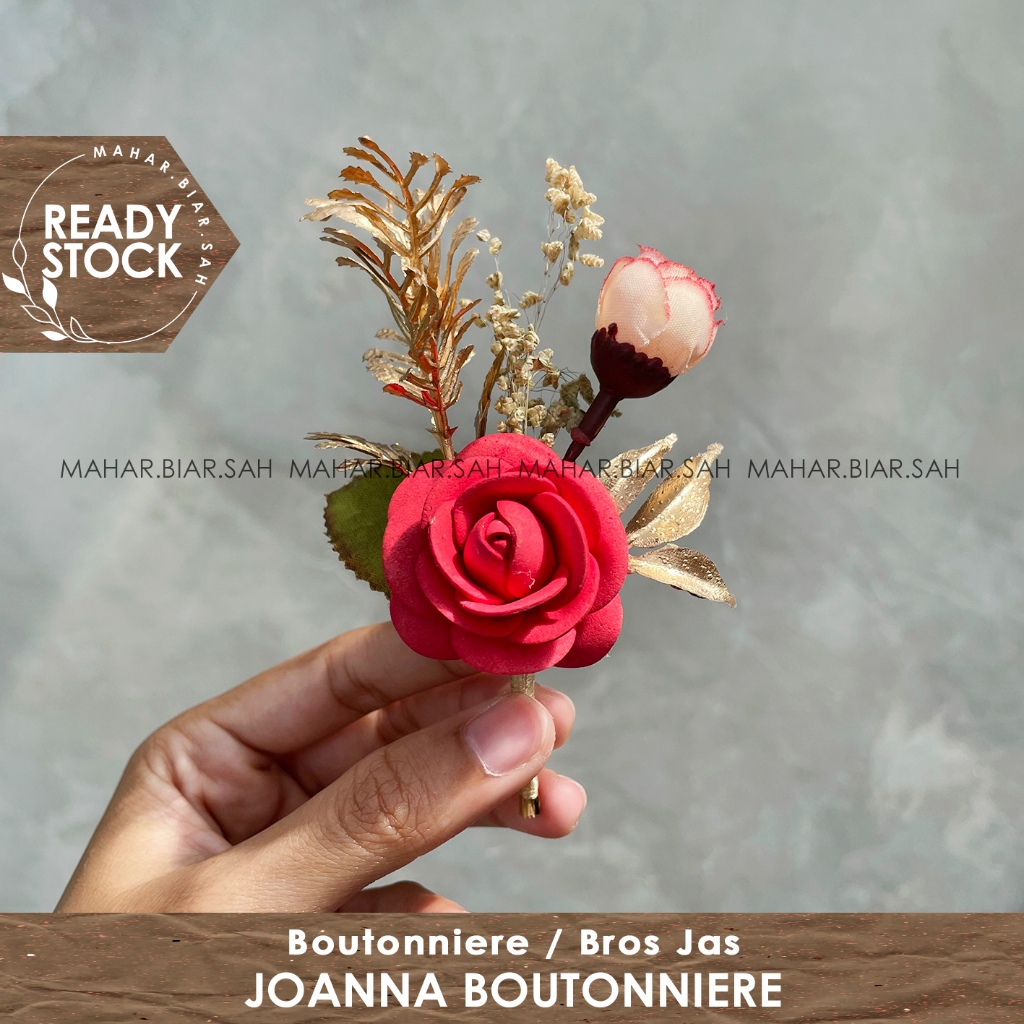 RS JOANNA RED Boutonniere / bros bunga kering / bunga jas / bros bunga jas / dried flowers