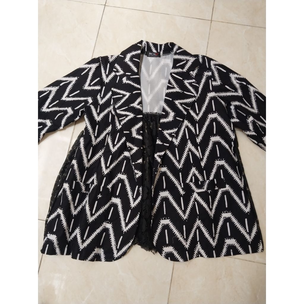 PRELOVED - Blazer Batik Tenun Brokat Hitam