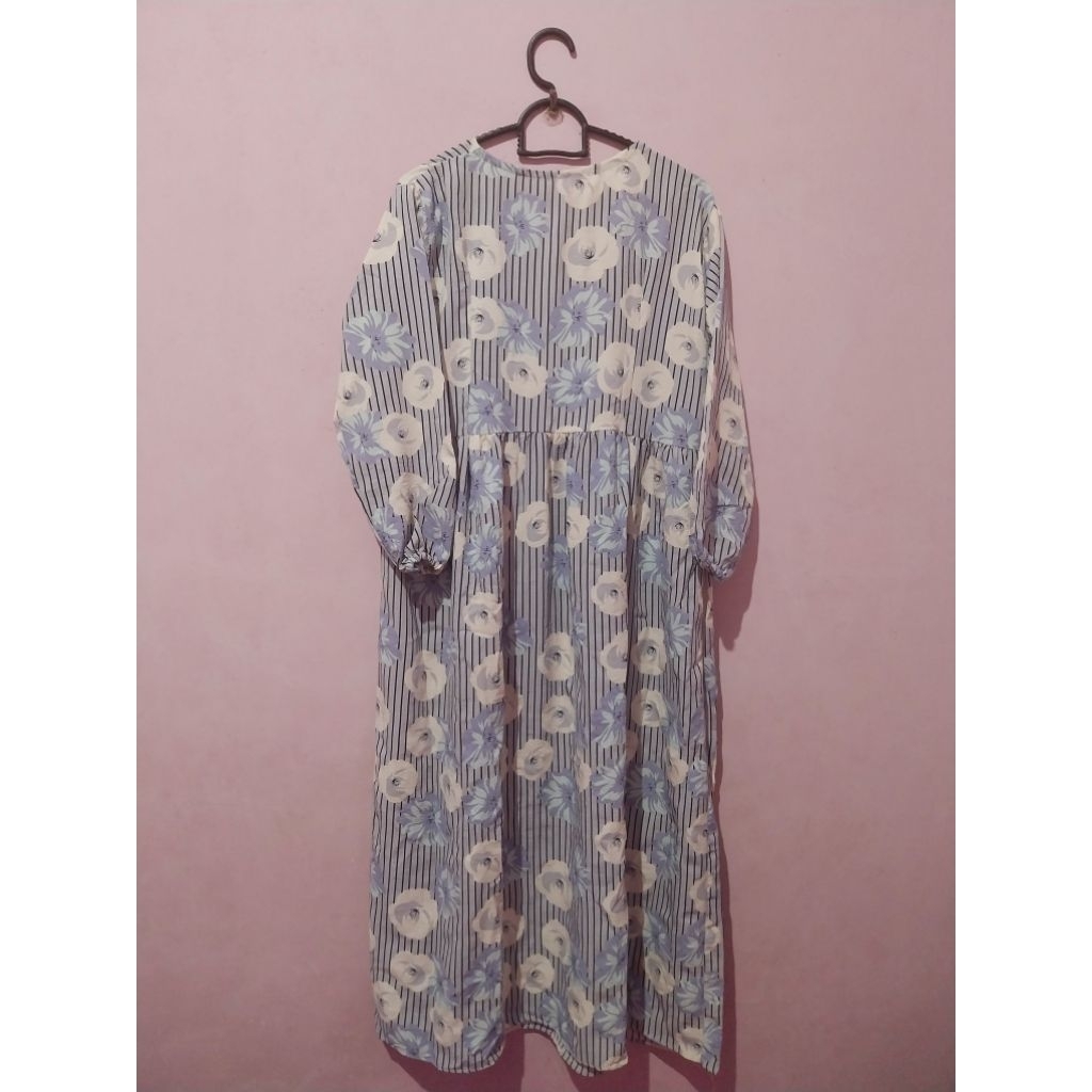 MIDI DRESS FLORAL BAHAN CRINKLE TALI Busui friendly