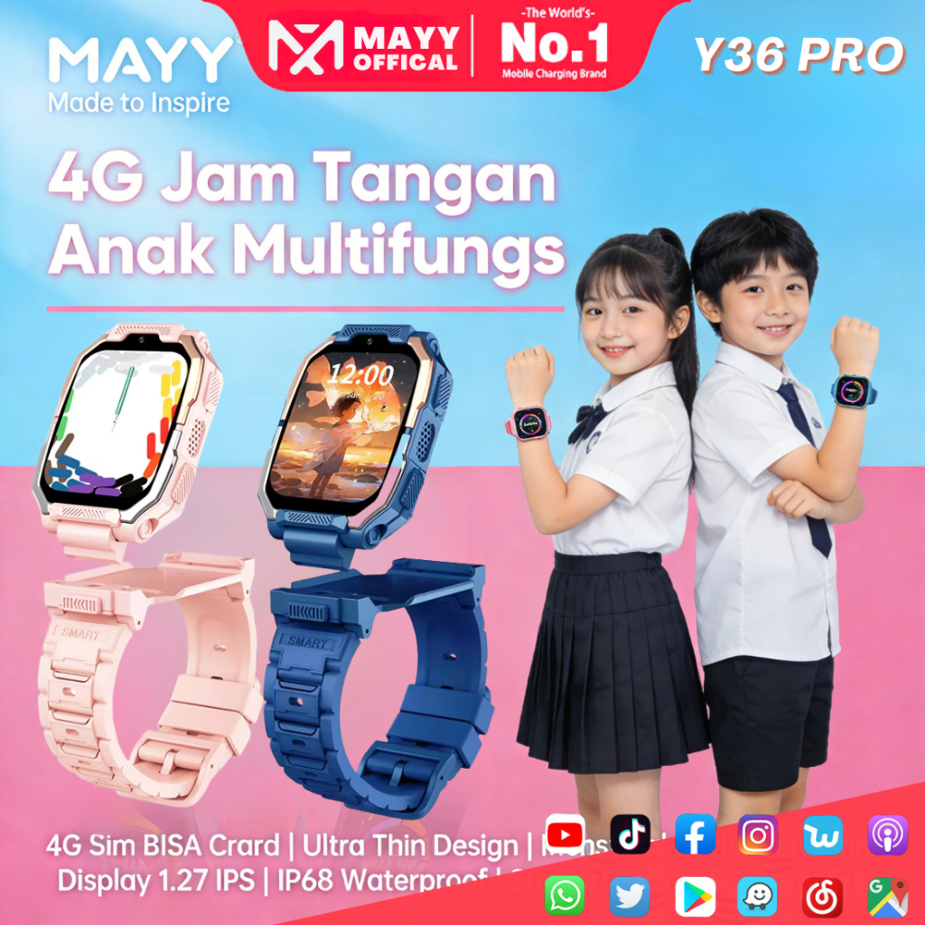 4G Jam Tangan Smartwatch Anak T66 IP67 Jam Tangan Anti air Kids Jam Tangan Keamanan Jam Tangan Anak 