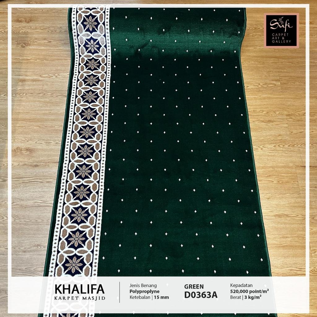 Karpet Masjid / Karpet Mushola / Sajadah Masjid Meteran Custom Design Turki Khalifah D0363A Green / 