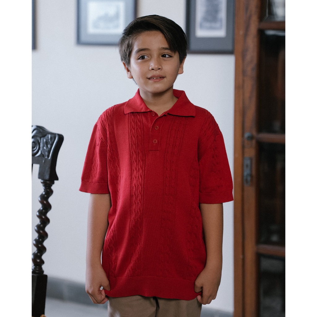 LEWIS EMMA - Cable Knit Polo (6 Bulan-14 Tahun) Atasan Knit Anak & Bayi Laki-Laki Perempuan / Baju R