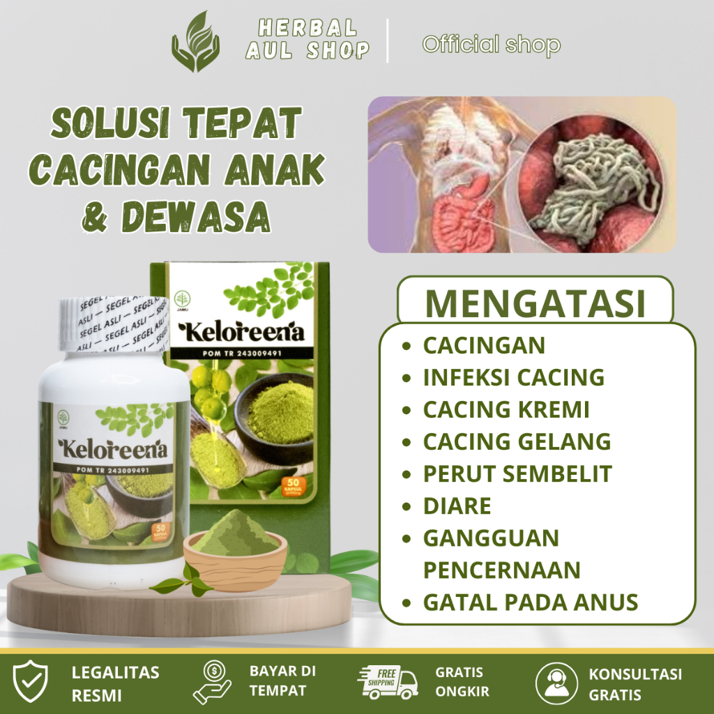 Keloreena Obat Cacingan Anak Dan Dewasa, Infeksi Cacing, Cacing Kremi, Cacing Gelang, Perut Sembelit
