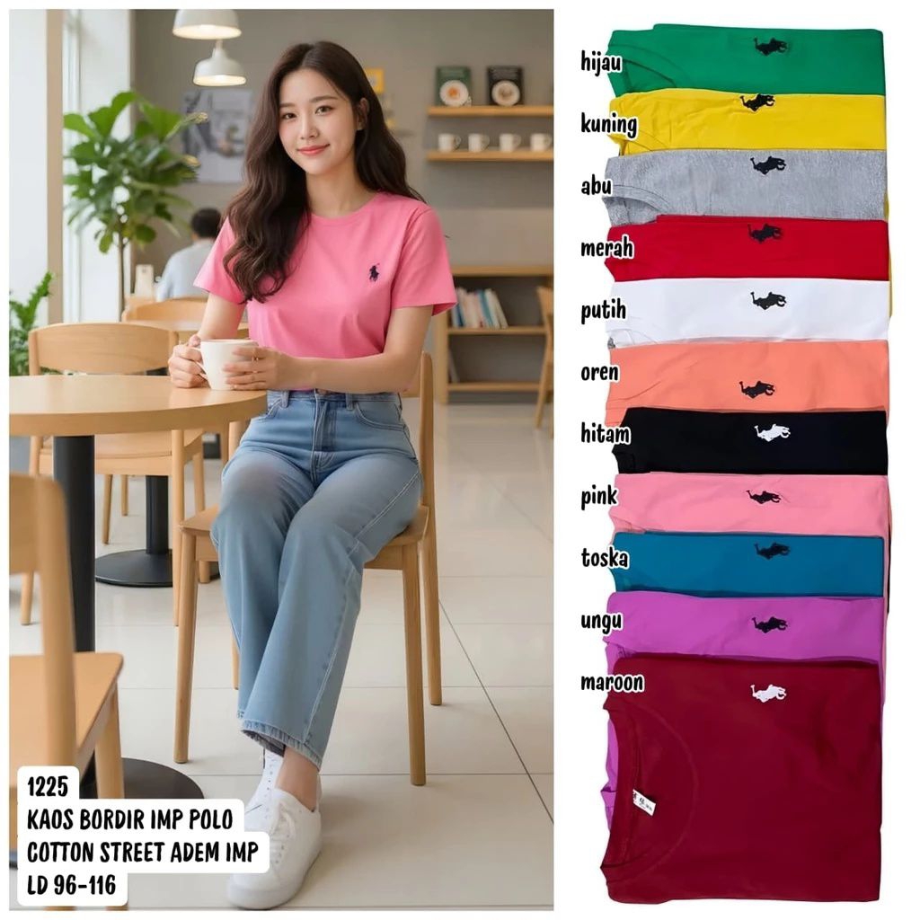 1225 kaos wanita bordir import