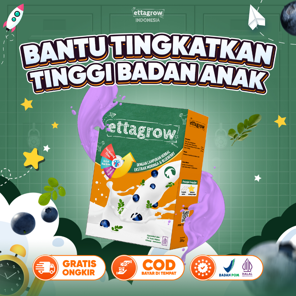 Ettagrow Susu Formulasi Bantu Tingkatkan Tinggi Badan dan Nafsu Makan Anak 3-12 Tahun Original
