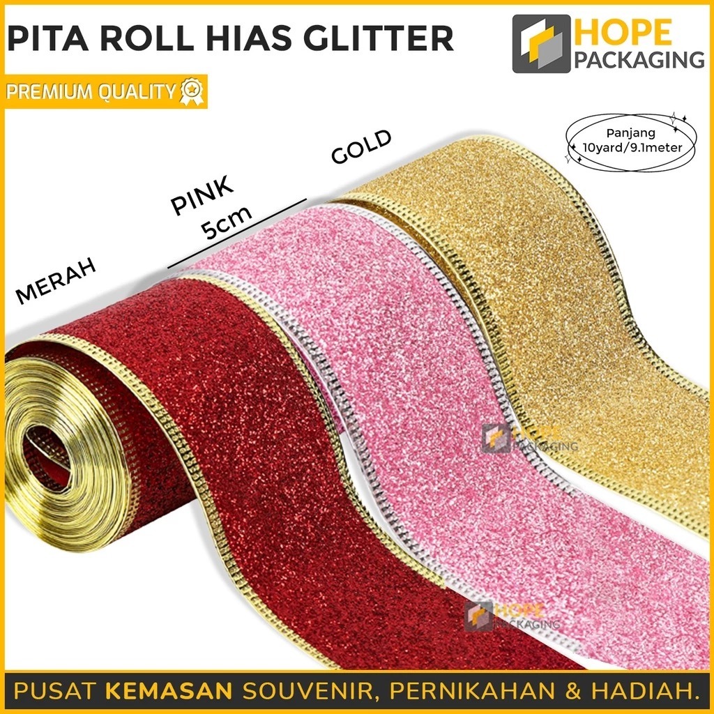 Pita Roll Natal 5 Yard/ Pita Kado Dekorasi Natal/ Pita Hampers Natal/ Pita Gulung Natal/ Pita Packin