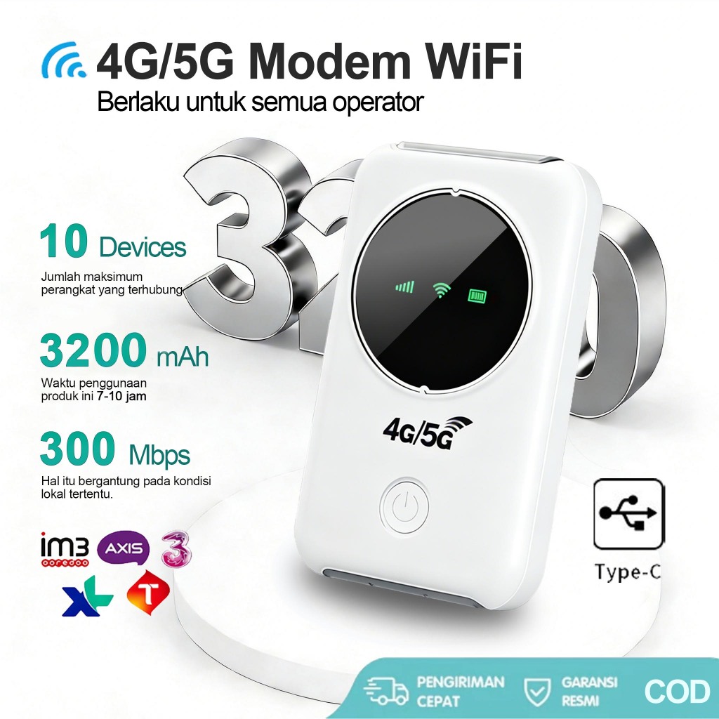 Modem WiFi 5G All Operator Telkomsel Mifi all operator WiFi Portable 300Mbps Kecepatan