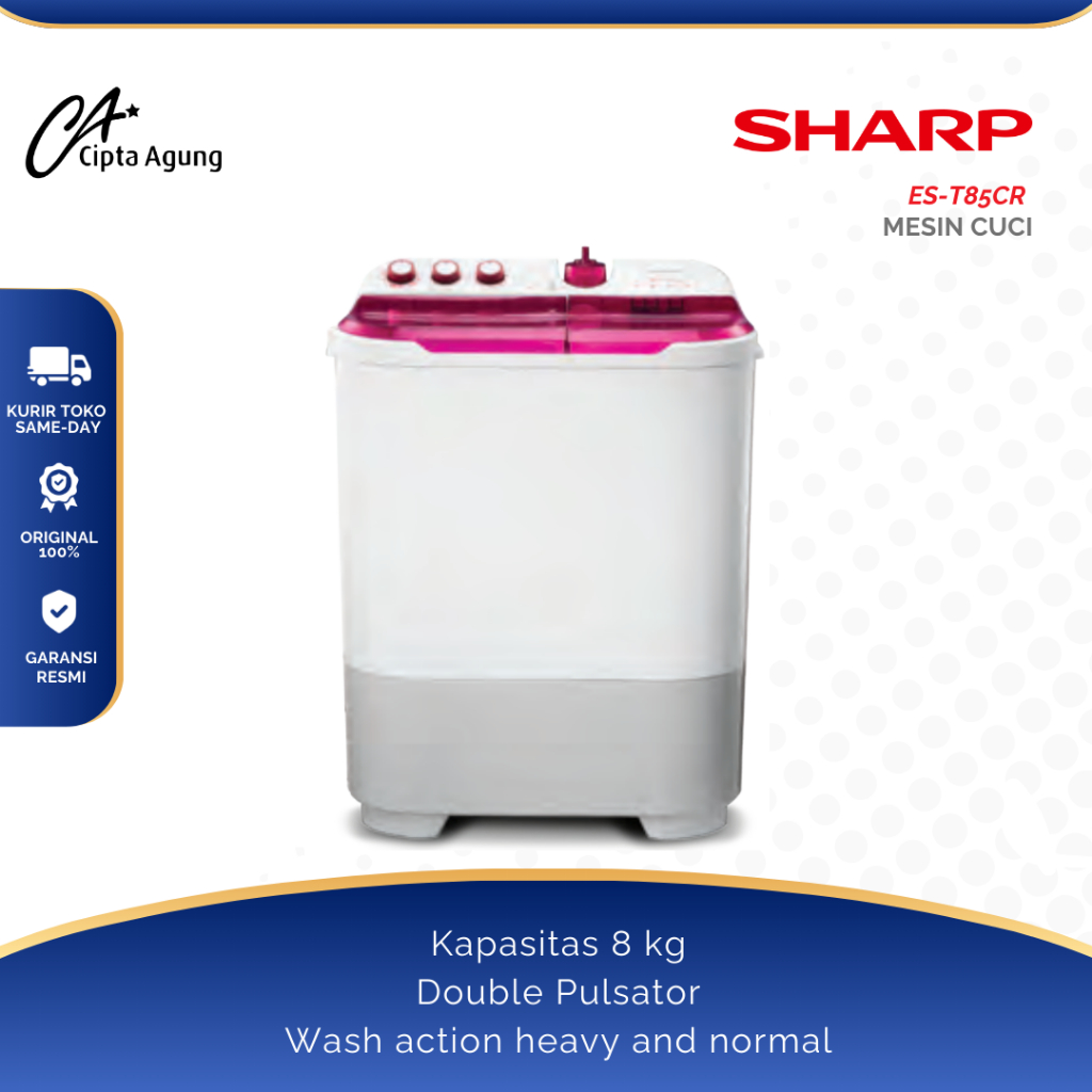 SHARP MESIN CUCI 2 TABUNG 8KG 8 KG SHARP EST85CR EST-85CR EST 85CR EST 85 CR EST85 CR EST 85 CR TWIN