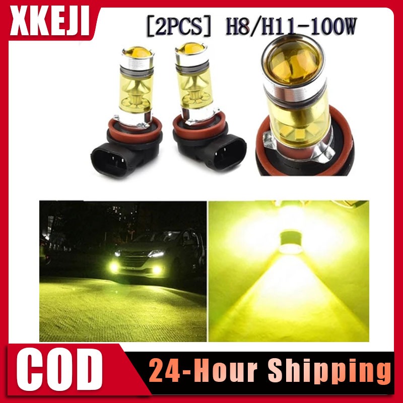 SEPASANG 2pcs mobil led Lampu Kabut Led H8 4300K 100W 1500LM Super Terang Warna Kuning PUITH UNTUK A