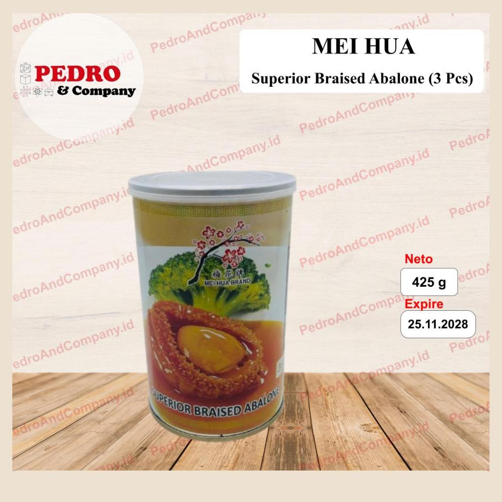 Mei Hua Brand Superior Braised Abalone isi 3 PC 425 gram seafood kaleng kerang abalon