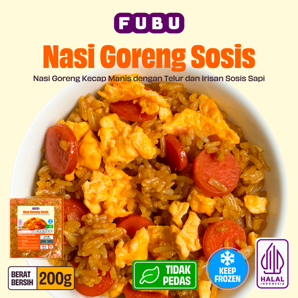 FUBU Nasi Goreng Sosis - Sausage Fried Rice - Satu Porsi Lauk Instan Frozen Food