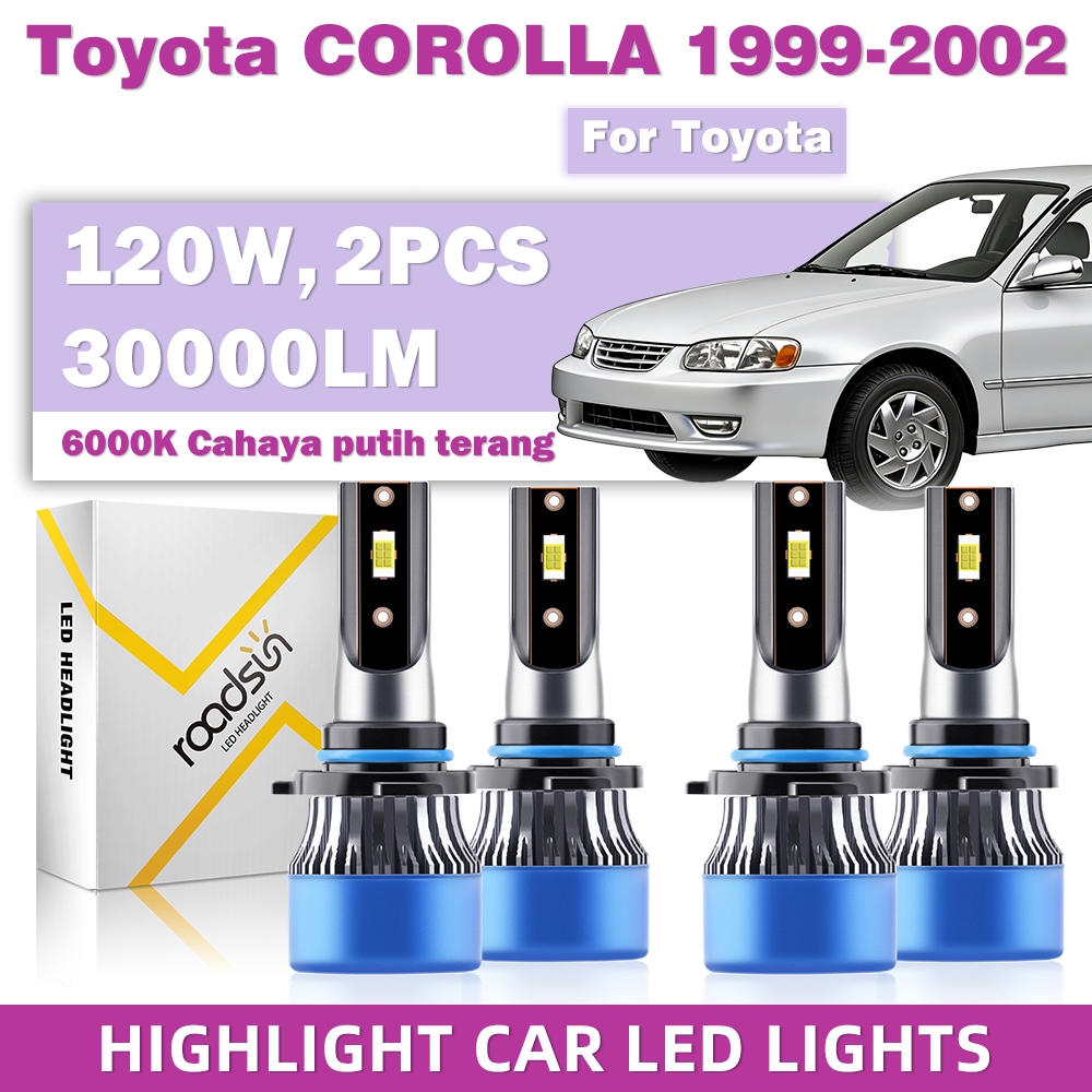 Lampu Depan Mobil LED ROADSUN 9005 & 9006 untuk Lampu Jauh dan Dekat [Cocok untuk Toyota Corolla 199