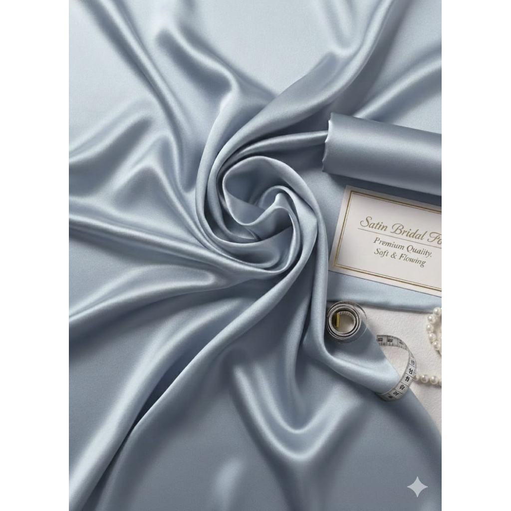 Kain Satin Bridal Premium//Lebar 1.50m//Gaun,Dress,Rok,dll