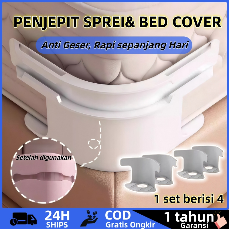 2026 NEW PENJEPIT SPREI ANTI GESER 4 PCS JEPITAN PENGAIT PENGUNCI UJUNG SUDUT SPRAI BED SHEET GRIP H