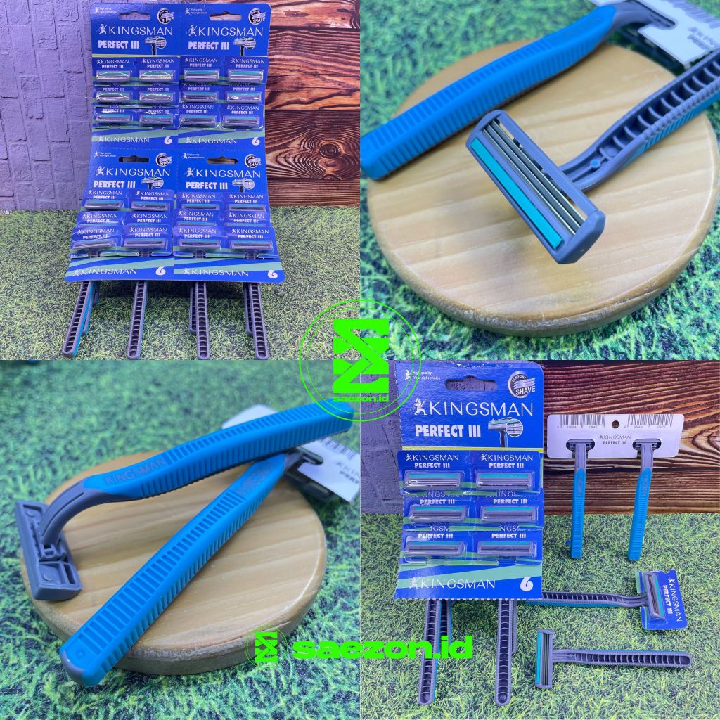 ALAT PISAU CUKUR JENGGOT KUMIS BIRU 3 MATA PISAU MEREK KINGSMAN PERFECT III MATA PISAU