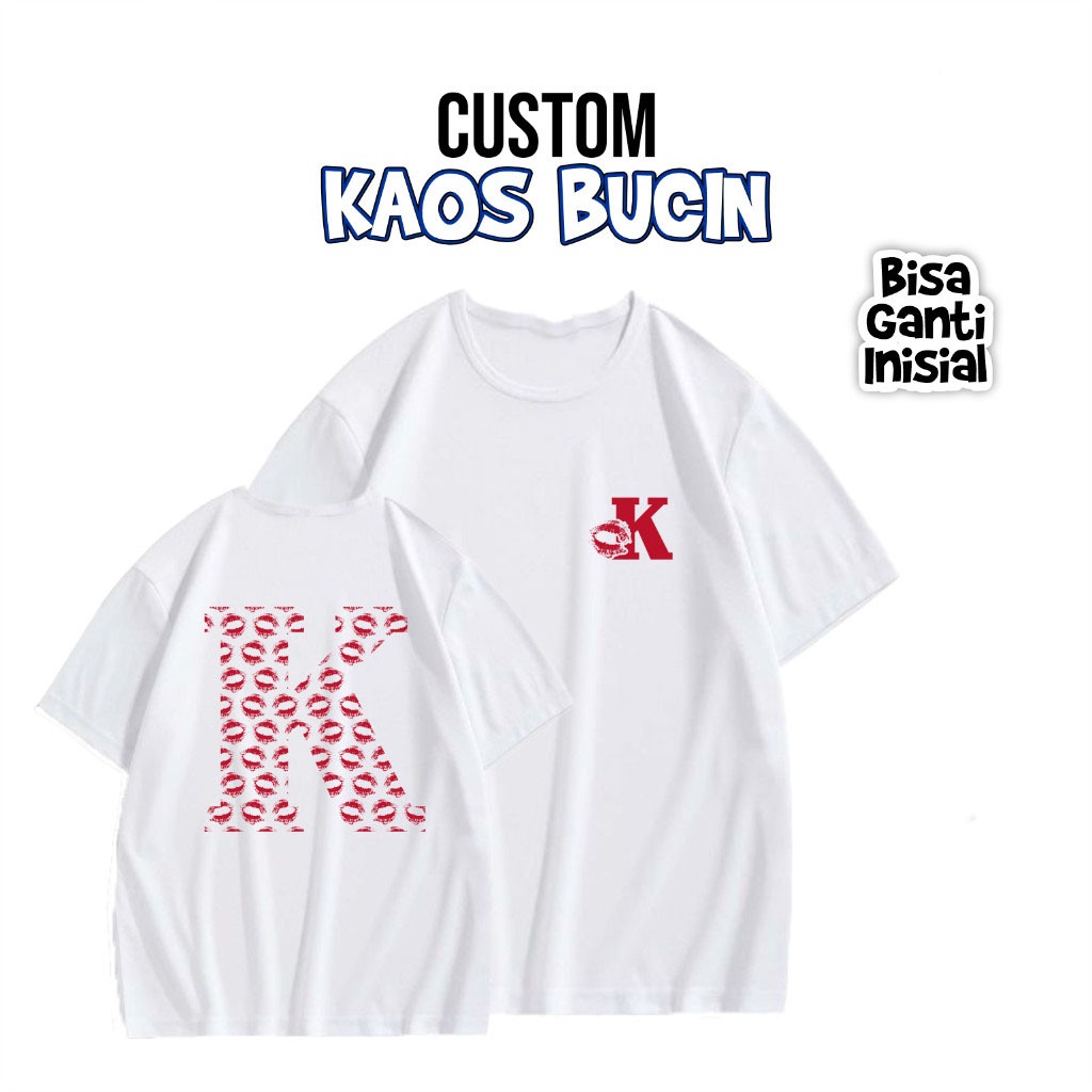 Kaos Custom Bucin Couple Inisial Nama T-shirt (Pria & Wanita)