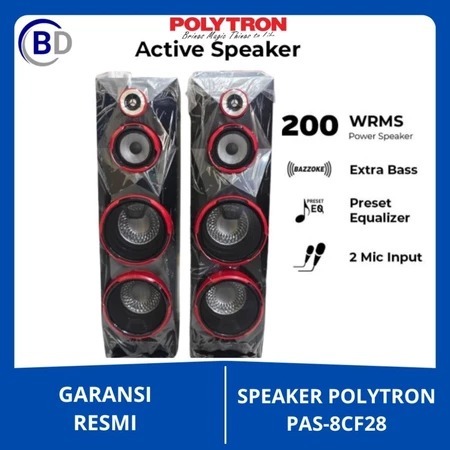 POLYTRON Active Speaker PAS 8CF28 Bluetooth Double Woofer 8 inch Super Bass