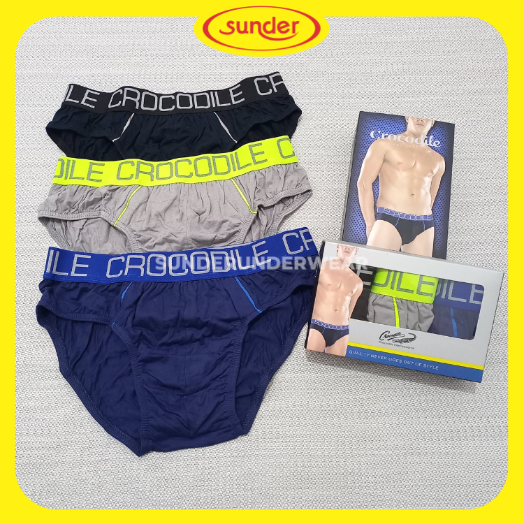 ISI 3 Cd Pria Crocodile 246 Original Celana Dalam Sport Katun M L XL Jumbo Big Size