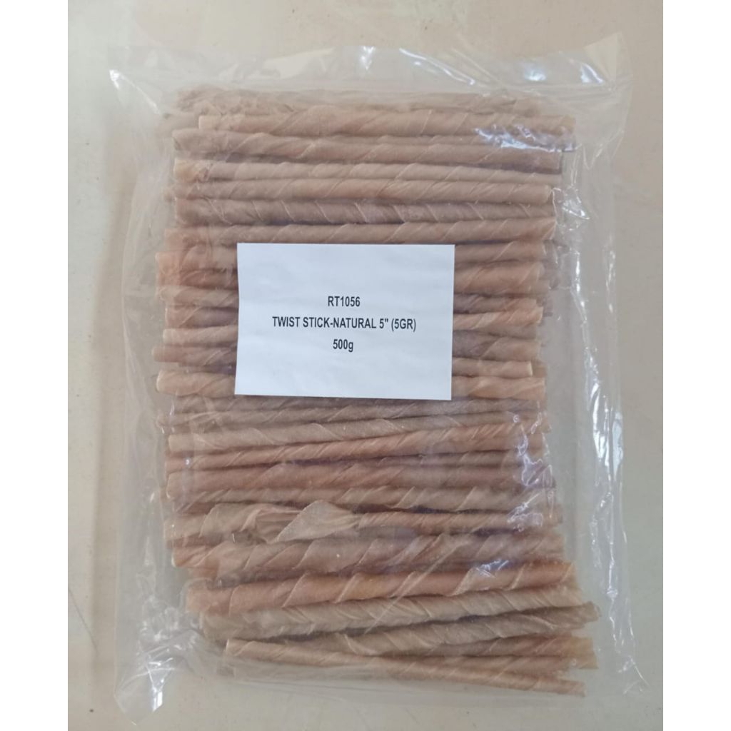 Tulang Snack Anjing Twist Stick 5"~100PCS Gigitan Anjing RT1056-Natural