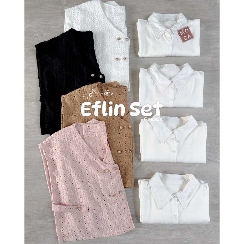 EFLIN BLOUSE SET VEST COTTON RAYON MIX KNIT PREMIUM MURAH MEWAH BY MOC