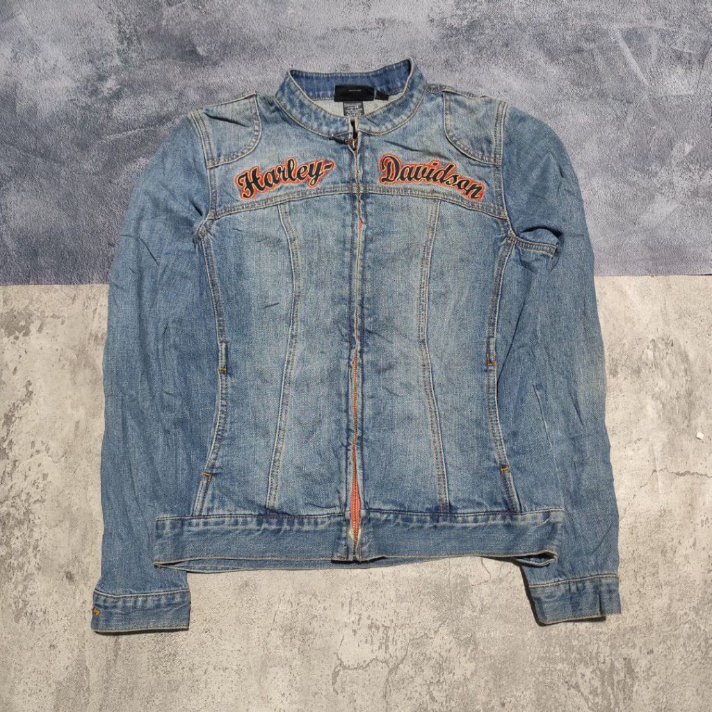Jaket denim jeans motor Harley Davidson