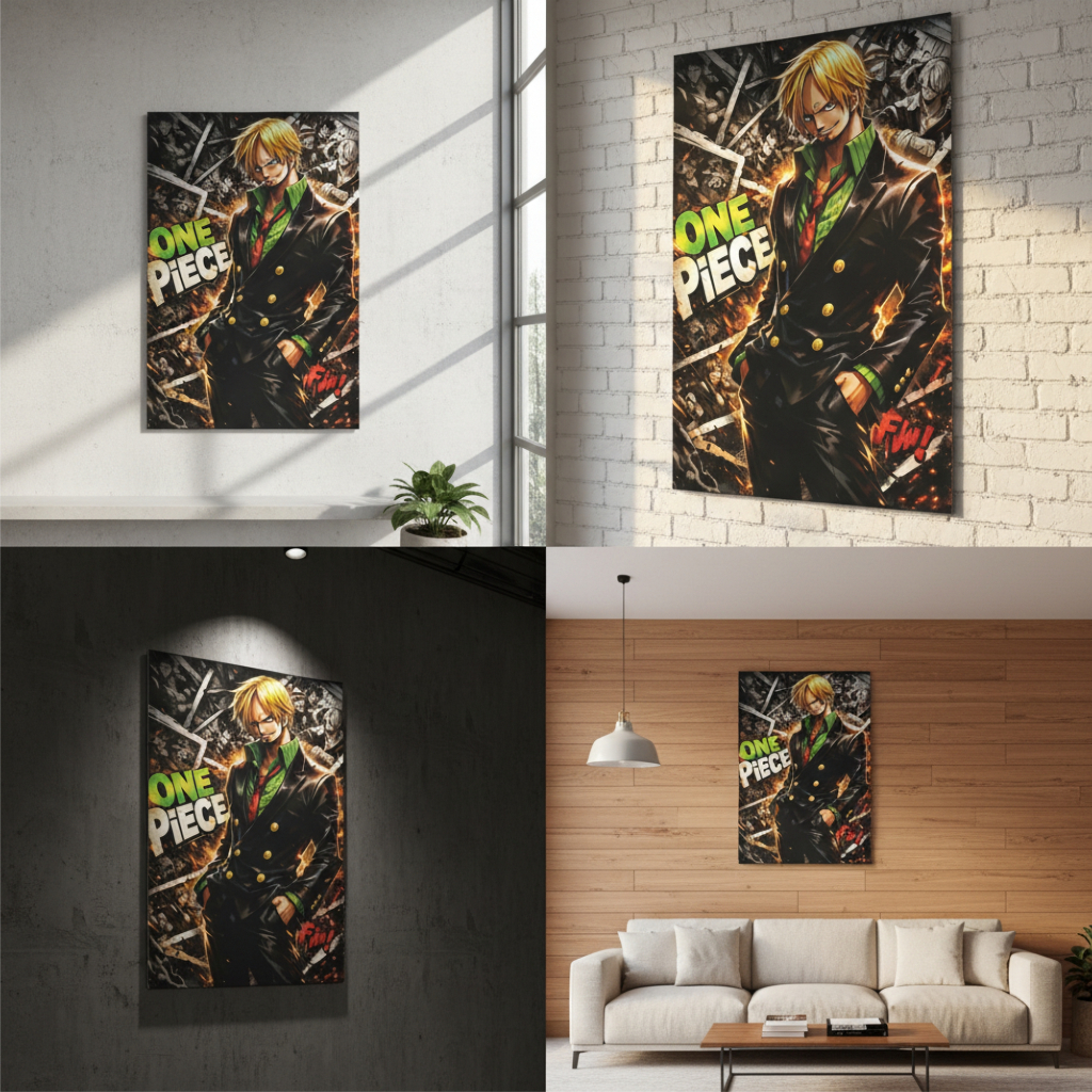 Poster Sanji Anime One Piece Hiasan Dinding Keren Terkini Ukuran Besar dengan Bingkai MDF