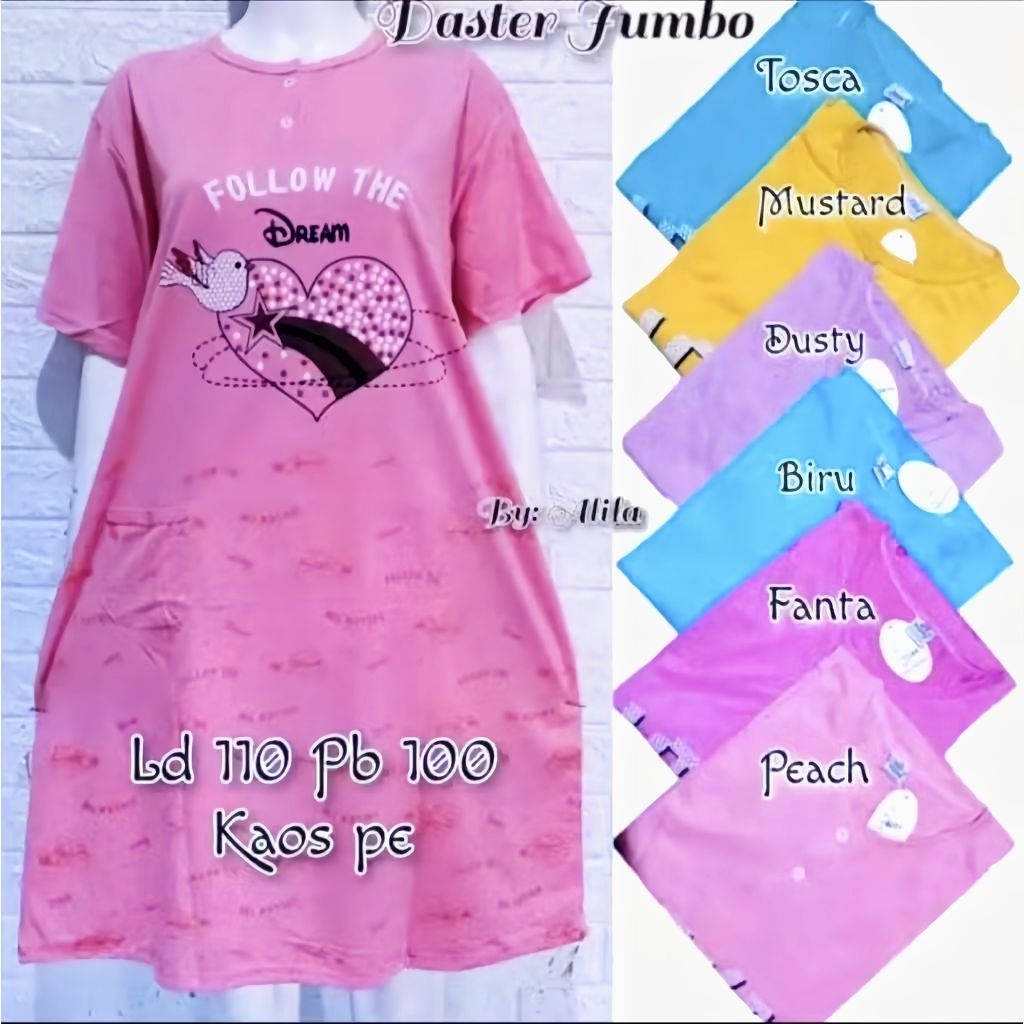 Baju tidur daster kaos wanita standar/jumbo babbydoll bahan kaos premium tebal LD 100-115