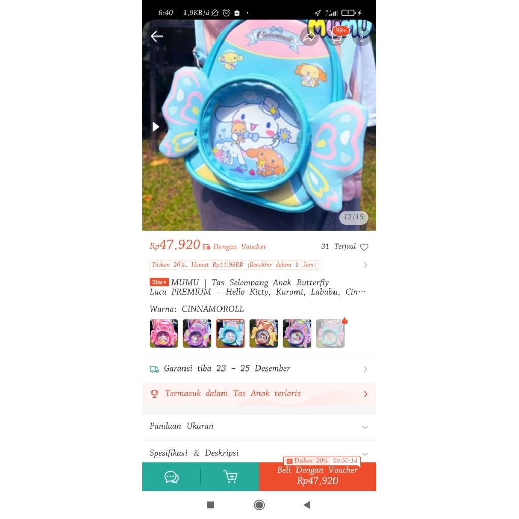 Tas selempang anak perempuan my melody murah baru ex kado bukan preloved