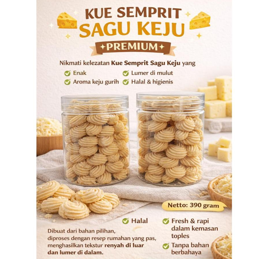 Cemilan Kue Semprit Sagu Keju Wafer Biskuit Enak Halal 390 gr