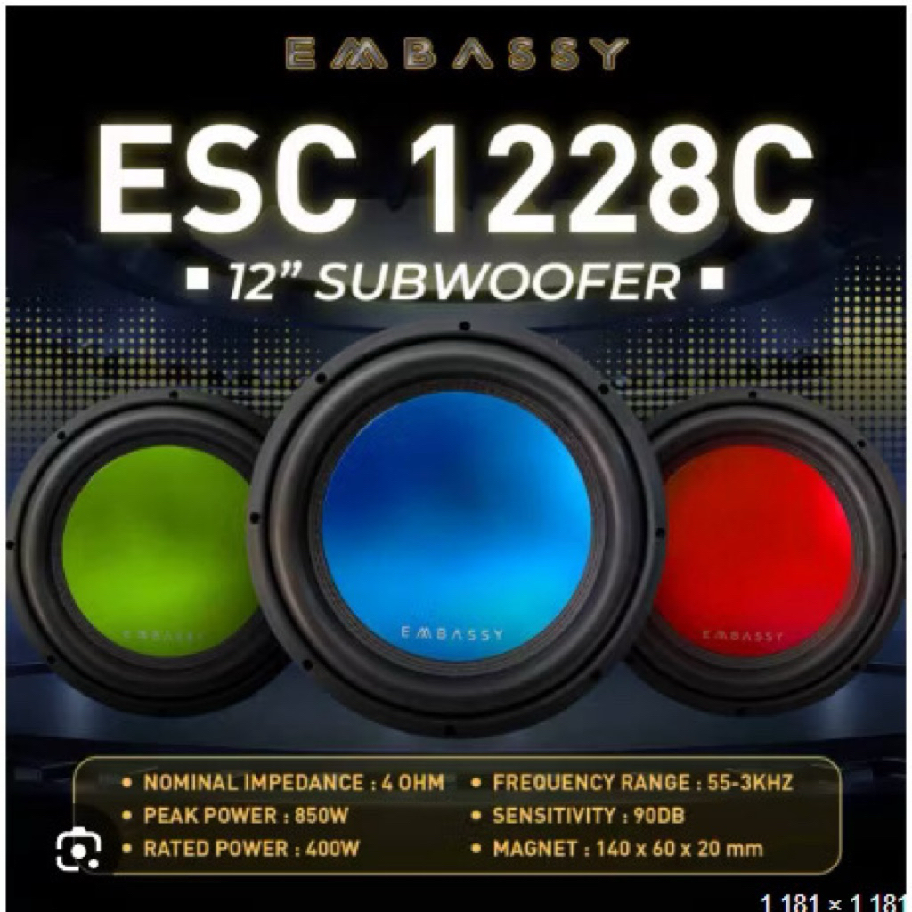 Subwoofer Embassy 12 inch es 1228c Double coil 850watt Speaker Mobil