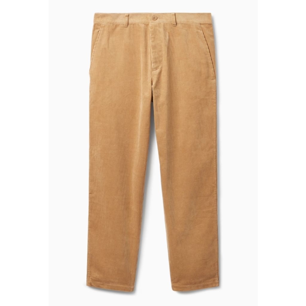 Celana Corduroy Pria COS Relaxed Fit Trousers Beige Original Celana Panjang Bahan Korduroi Premium W