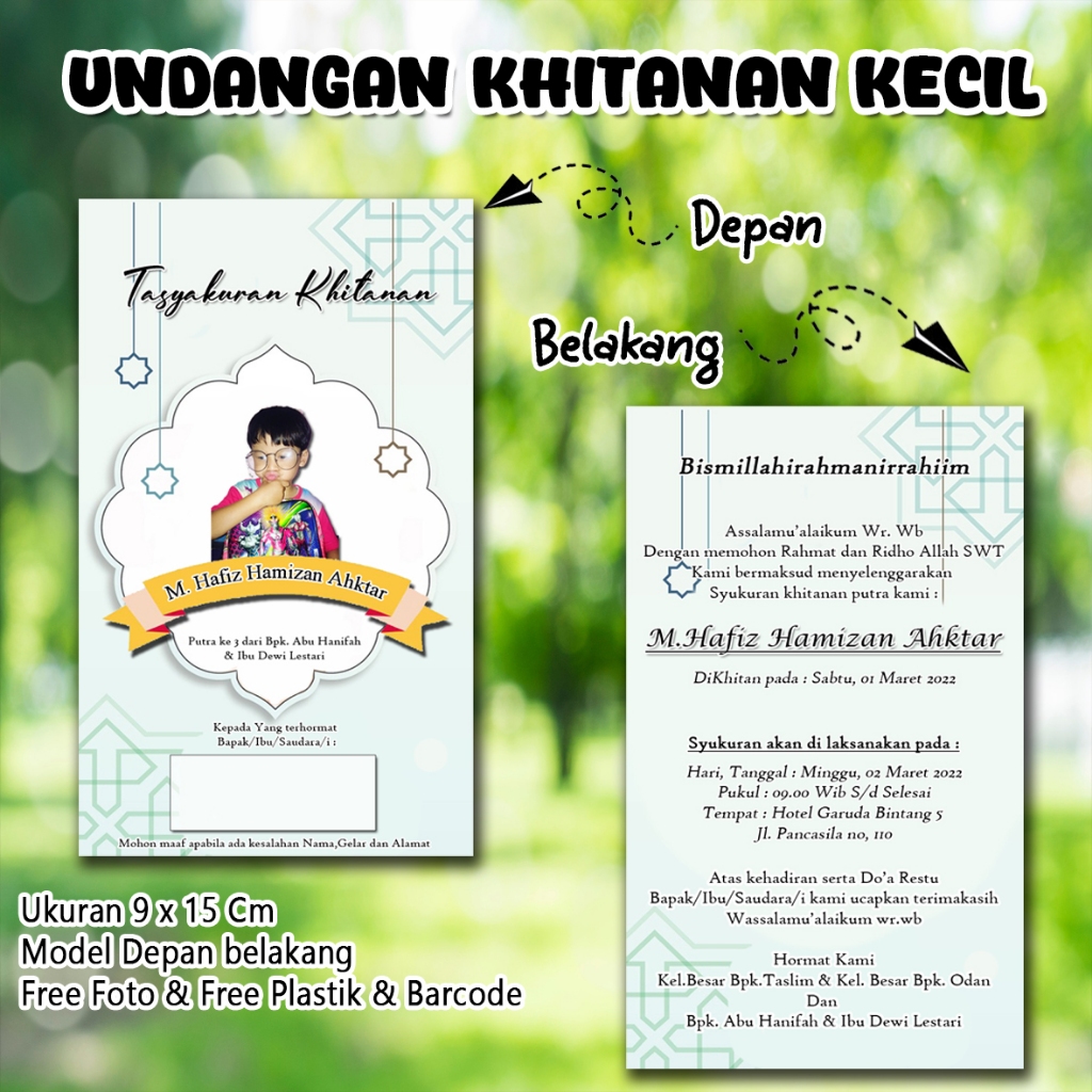 Undangan Khitan Kecil Custom Nama dan Foto Undangan Sunat KK01