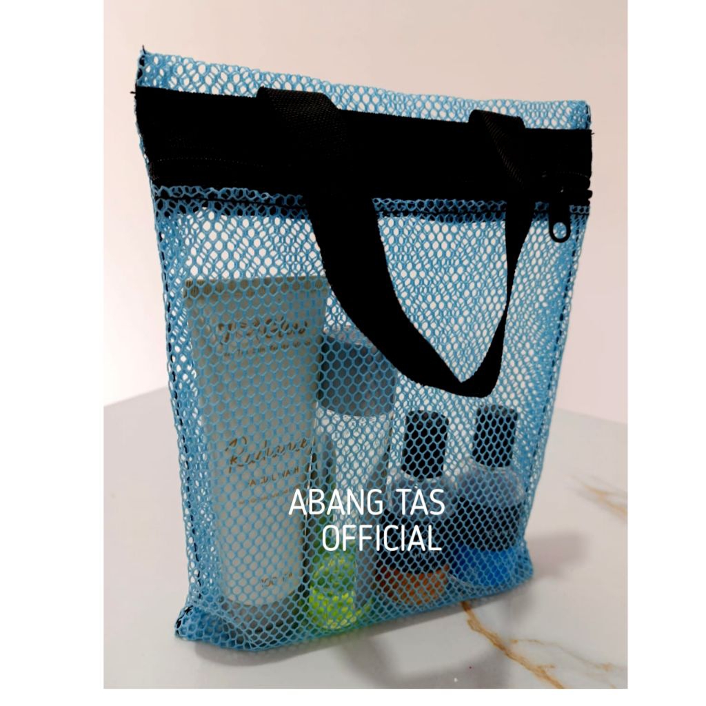 Tas Jaring Sabun Mandi Travel / Tas Kosmetik Scinkare Bedak Bayi Bahan Tebal Transparan