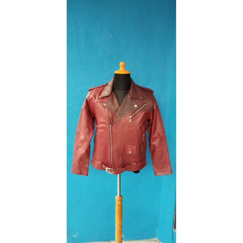 Jaket Kulit Ramones Merah