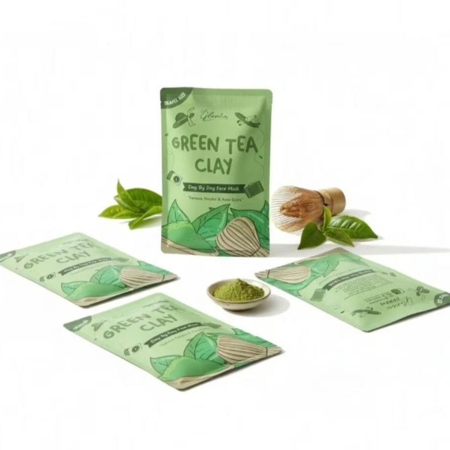 masker wajah bubuk Lea Gloria Green Tea Clay Day By Day Face Mask