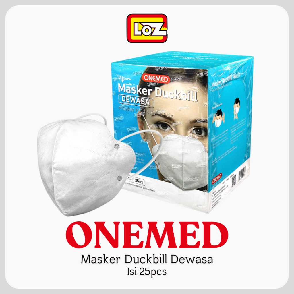 Masker Duckbill Dewasa ONEMED Duckbill 4ply Isi 25pcs