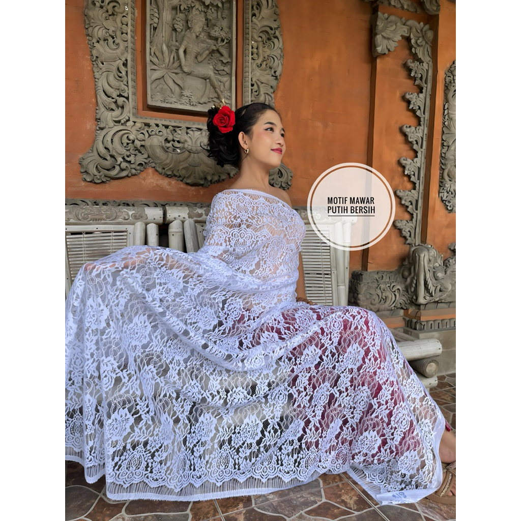 Kain kebaya brokat putih dentele series