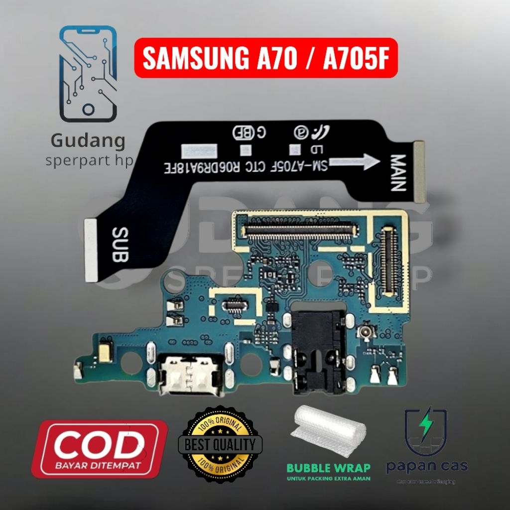 HP SAMSUNG A70 / A705F PAPAN KONEKTOR CHARGER CON T/C + CON H/F + MIC + FLEXIBLE MAIN BOARD | PAPAN 