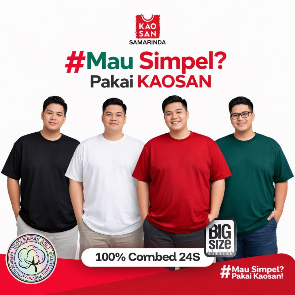 (JUMBO SIZE) KAOS PREMIUM COMBED 24s LENGAN PENDEK