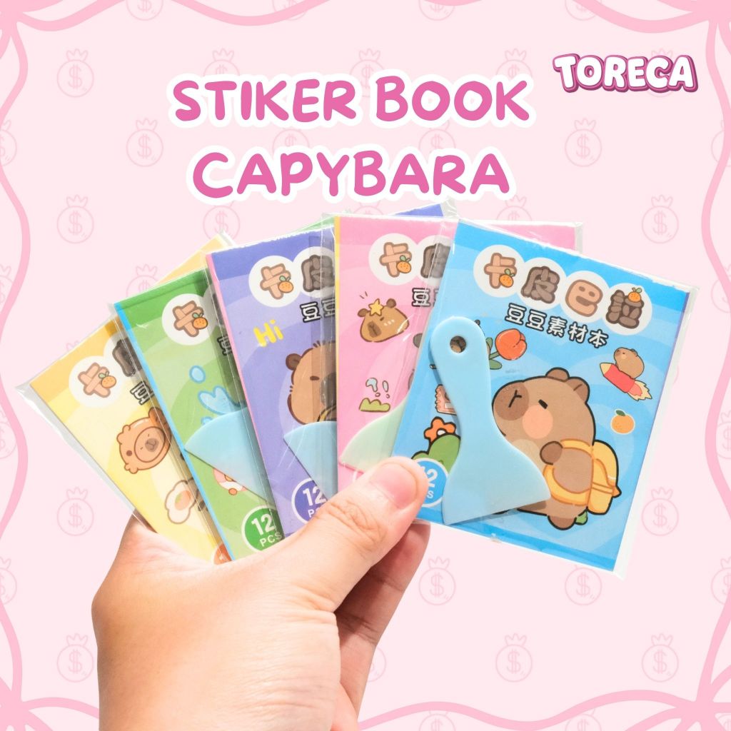 TORECA BUKU STIKER MINI FREE PERATA MOTIF CAPYBARA KAPIBARA STIKER BOOK STICKER KERTAS KARAKTER CAPY