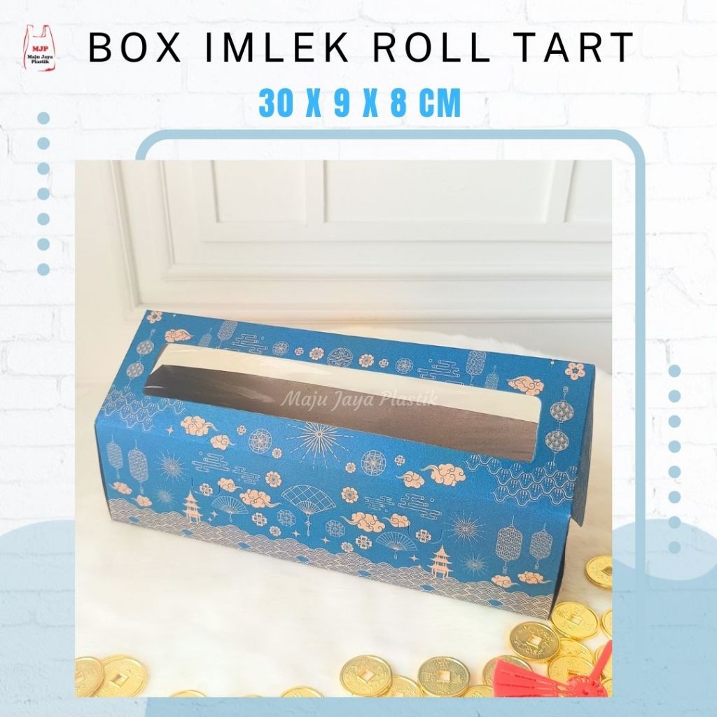 Box Imlek Roll Tart 30x9x8 cm | Dus Kue Gulung CNY Chinese New Year + Mika Window